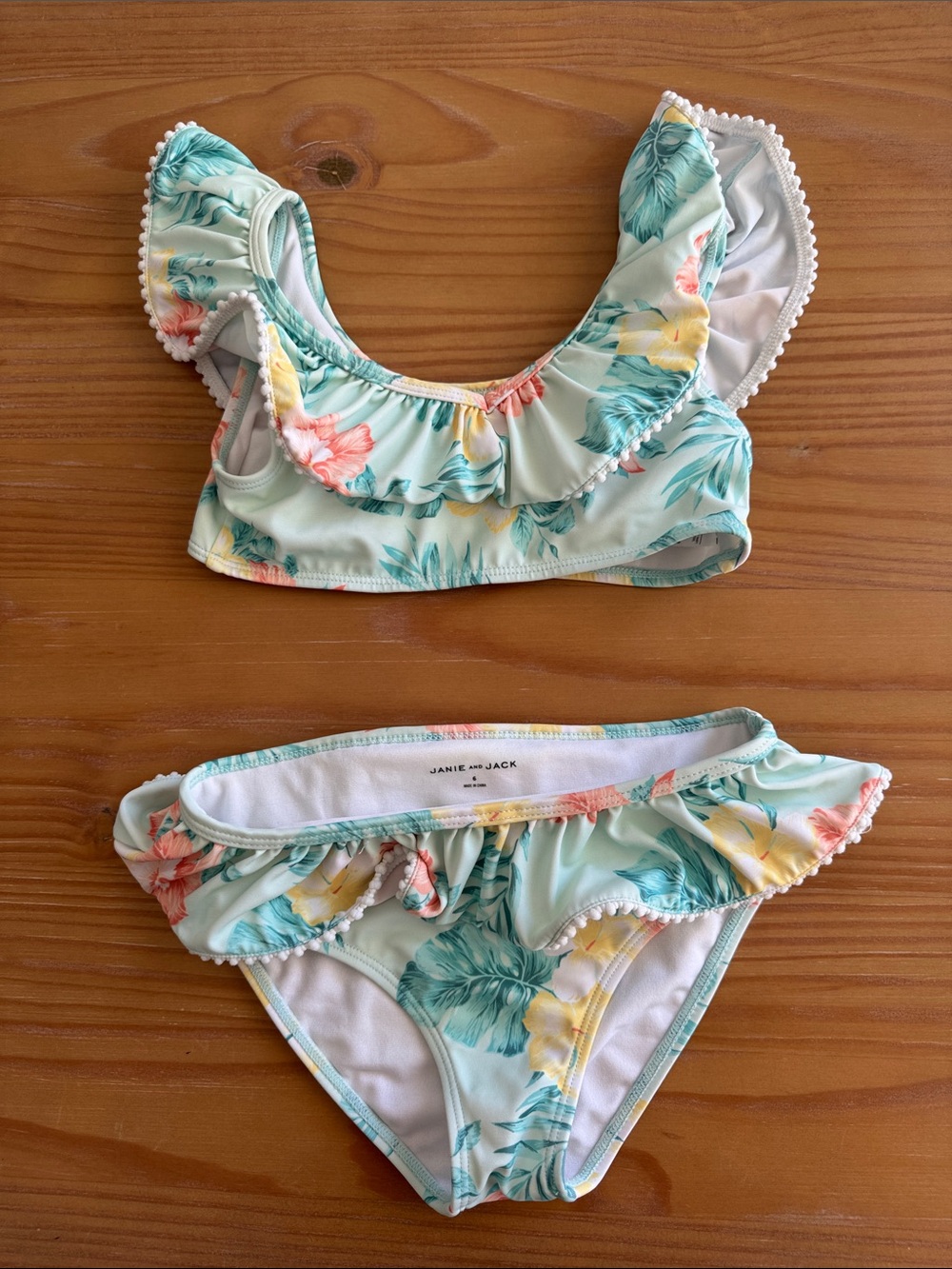 Janie and Jack Girls Mint Green Floral Bikini Bottoms